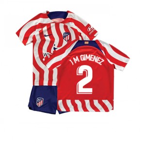Atletico Madrid Jose Gimenez #2 kläder Barn 2022-23 Hemmatröja Kortärmad (+ korta byxor)